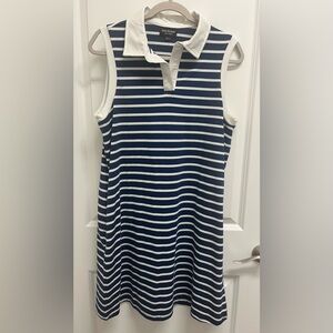 Isaac Mizrahi Navy and White Striped Dress